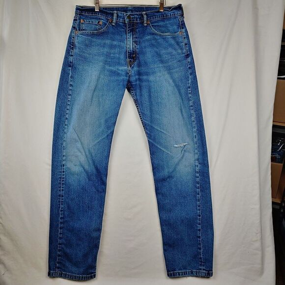 Levis 505 Jeans Mens 36x33 (Tagged 36x34) Blue Regular Fit Straight Leg Denim‎ - Picture 1 of 16